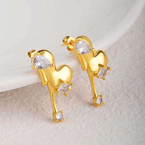 316L Roestvrij Staal 18K Verguld Hart Oorbellen Voor Dames Ingelegde Zirconia Smeltend Hart Mode Sieraden Oorbellen Cadeau