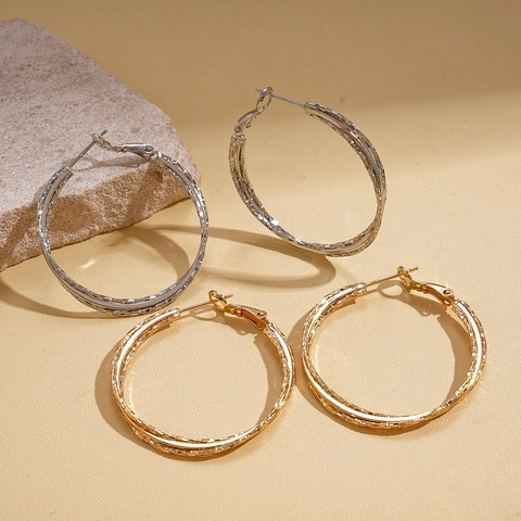 Orecchini A Cerchio Multistrato Geometrici Con Perni In Argento Sterling 925 Gioielli Di Moda In Metallo Per Donne