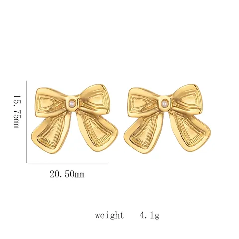 Vintage 18K Gold Plated Titanium Steel Stud Earrings Geometric Heart Bow Shell Leaf Design Minimalist Elegant Jewelry For Women
