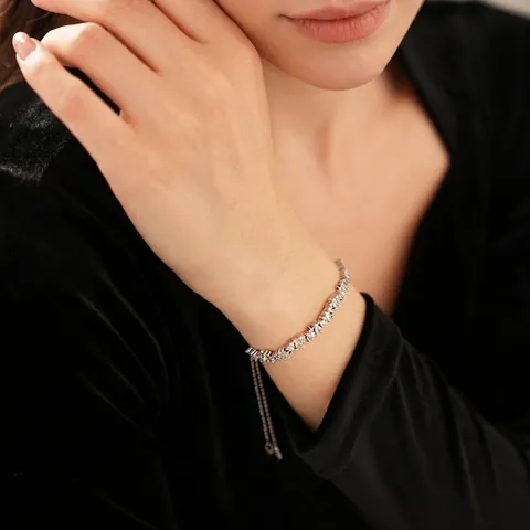 Elegante Bracciale Bolo Regolabile Con Imitazione Di Künstliche Perle E Zircone Rettangolare Rame Gioielli Minimalisti Da Donna