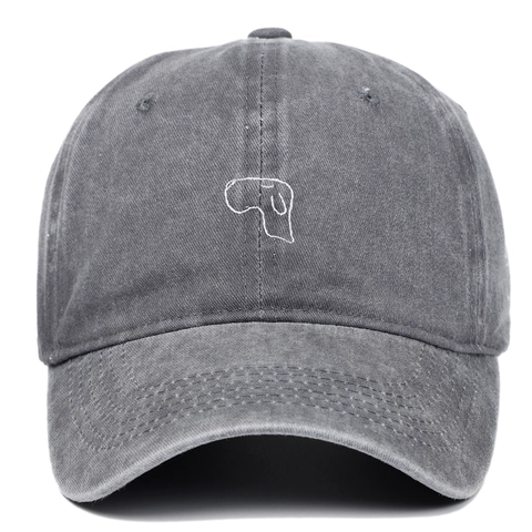 Washed Cotton Baseball Cap Retro Distressed Dad Hat Dog Head Embroidery Adjustable Soft Top For Men Women