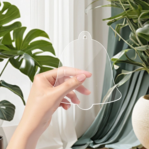 Ornamenti Natalizi In Acrilico Trasparente DIY Grezzi Fiocco Di Neve Stella Campana Albero Forme Con Nastro Decorazione