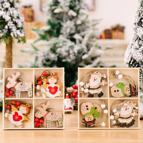 Weihnachtsanhänger Holz Cartoon Weihnachtsmann Schneemann Rentier Engel Motive Für Den Weihnachtsbaum