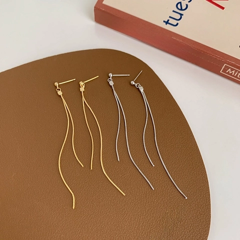 Long Tassel Dangle Earrings For Women With 925 Sterling Silver Earring Post Minimalist Double Snake Chain Drop Jewelry