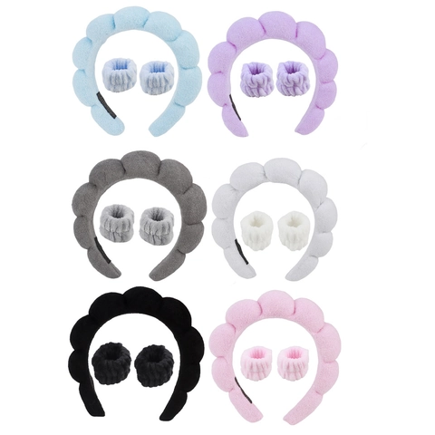 Cloud Sponge Headband And Absorbent Microfiber Wristbands Soft Thick Padded Hair Band For Face Washing Skin Care