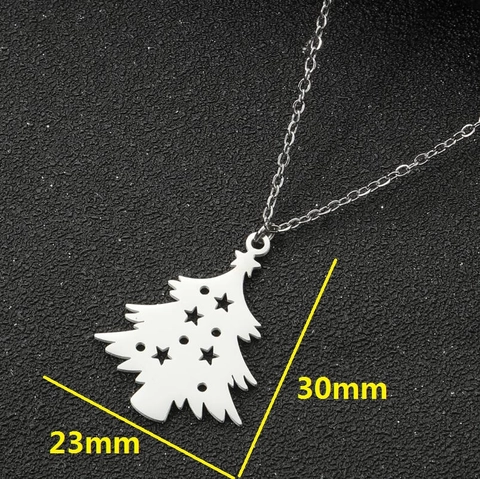 Collar Con Colgante De Árbol De Navidad Acero Inoxidable Estrella Hueca Cadena De Clavícula Geométrica Joyería Mujer