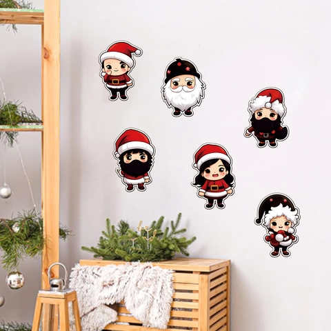 Pegatinas De Pared Navidad PVC Dibujos Animados Santa Claus Calcomanías Ventana Decoración Fiesta