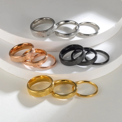 Bague Minimaliste En Acier Inoxydable Givré Pour Hommes Et Femmes Mode Finition Mate Bague Simple Bijoux De Navettage Cadeau