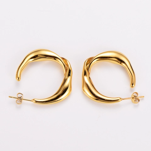 Twisted C Shape Stud Earrings With 18K Gold Plated Stainless Steel And Artificial Pearl French Retro Elegant Fashion For Women