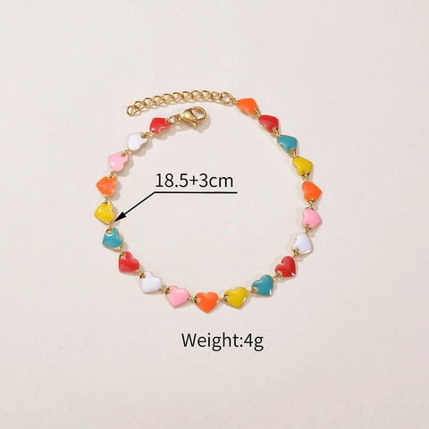 Pulseras de Amuletos para Mujer de Acero Inoxidable Esmalte Corazón Luna Sol Flor Esmalte de Color Joyería de Moda Cadena Ajustable