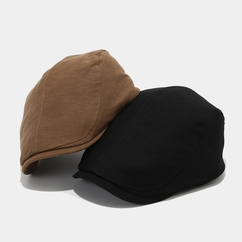 Gorra Newsboy De Algodón Vintage Estilo Británico Retro Flat Ivy Hat Botones De Presión Ajustables Unisex Color Sólido
