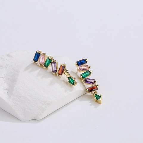 18K Vergoldete Kupfer Schmetterling Lebensbaum Ohrringe Mit Bunten Zirkonia Mikropave Nischendesign Für Damen
