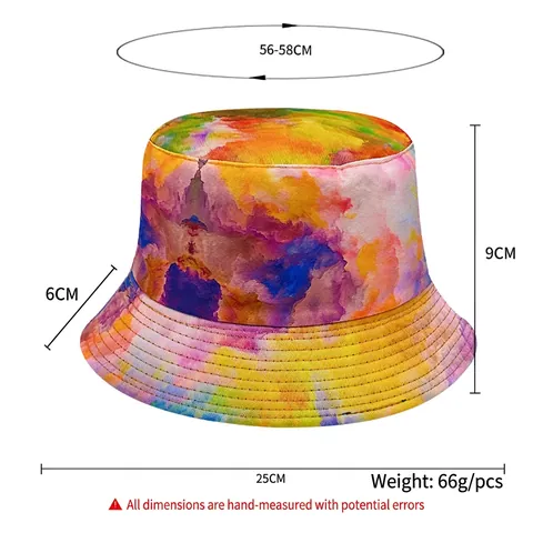 Unisex Tie-Dye Καπέλο Bucket Εξωτερική Αντηλιακή Προστασία Βαμβάκι Πολυεστέρας Γκράφιτι Αναστρέψιμο Καπέλο Ψαρά Αναδιπλούμενο Ταξίδι Παραλία