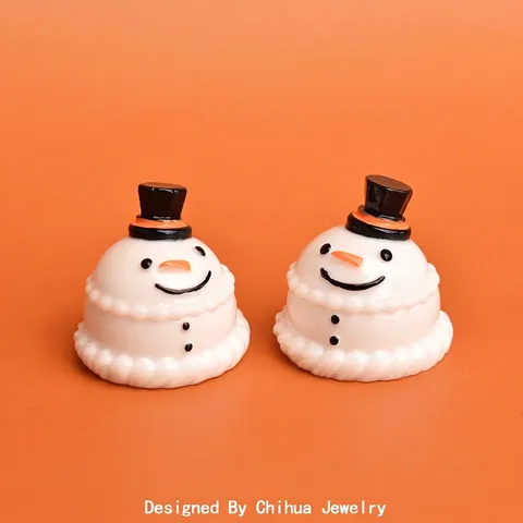 Mini Muñeco De Nieve Dijes De Resina Sombrero De Navidad Pastel Figuras Manualidades Cabuchón Para Funda De Teléfono Decoración