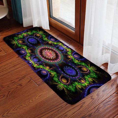 Tappetino Assorbente In Poliestere Antiscivolo Per Bagno Cucina Stile Bohemien Paisley Mandala Etnico Arredo Casa