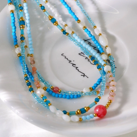 Collar De Cuentas Hecho A Mano Piedra Natural Perla De Agua Dulce Concha Acero Inoxidable Joyería Bohemia Para Mujer