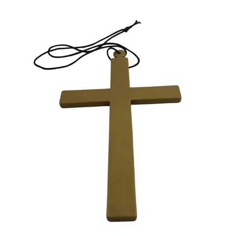 Plastik Kreuz Halskette Gold Priester Nonne Kostüm Requisite Mit Schwarzer Kordel Für Halloween Party Cosplay Rollenspiel