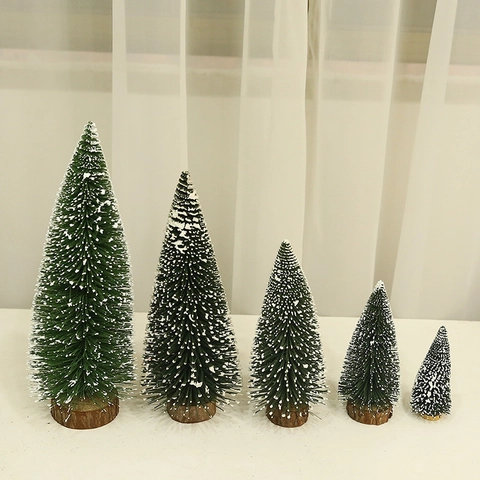 Mini Albero Di Natale Cedro Artificiale Con Neve Base In Legno Decorazione Da Scrivania Ornamento Da Tavola Festivo Stile Invernale