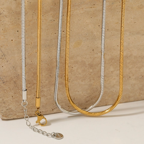 Minimalist Snake Bone Chain Necklace And Bracelet Stainless Steel Elegant Fashion Jewelry For Women