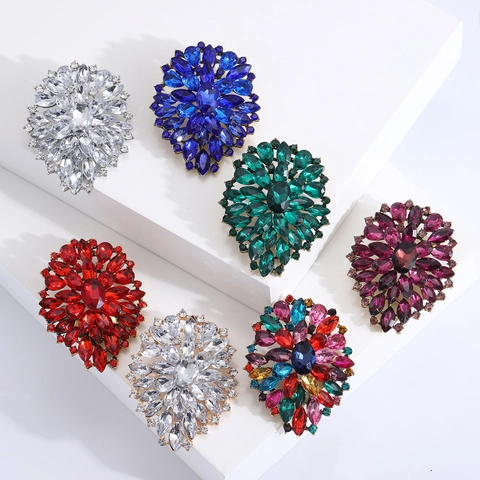 Vintage Kristallen Zonnestraal Broche Voor Dames Legering Strass Elegante Kostuum Speld Mode Sieraden