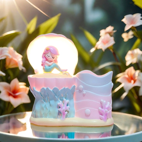 Cartoon Resin Pen Holder With LED Night Light Desktop Ornament For Office Study Stationery Organizer