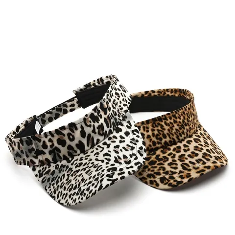Leopard Muster Sonnenblende Hut Verstellbar Offener Baseballkappe Polyester UV Schutz Atmungsaktiv Outdoor Sport Damen Herren