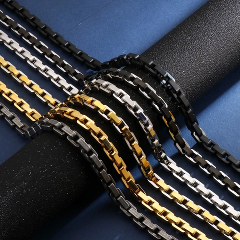 Herren Box Kette Halskette 316 Edelstahl Geometrische Glieder Hip Hop Punk Stil Schmuck Geschenk