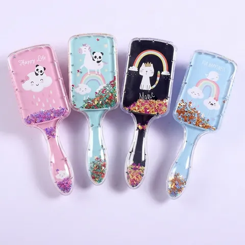 Spazzola Per Capelli Con Cuscinetto D'aria Per Bambini Stampa Cartone Animato Glitter Sabbie Mobili Massaggio Cuoio Capelluto