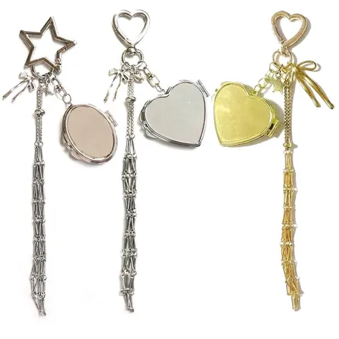 Lipstick Holder Keychain Stainless Steel Zinc Alloy Metal Mesh Bag Charm Heart Star Clasp Tassel Y2K Fashion Accessory