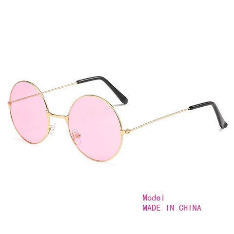 Retro Round Sunglasses Metal Frame UV Protection Hippie Steampunk Trendy Colorful Ocean Gradient Lens For Men Women