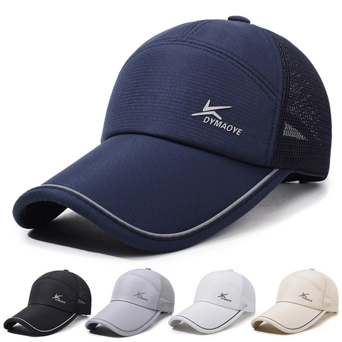 Mesh Baseball Cap Atmungsaktiv Schnelltrocknend Outdoor Sport Trucker Hut Verstellbar Lange Krempe Sonnenschutz Reflektierend