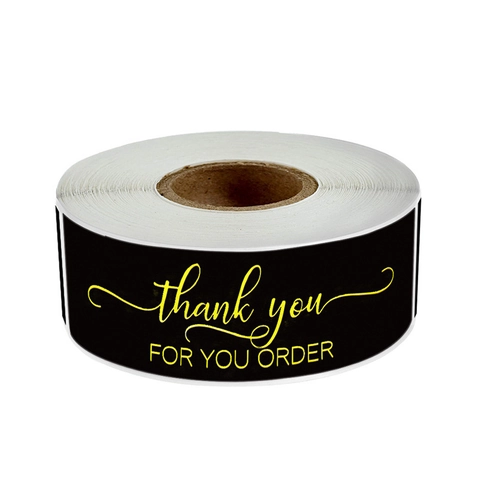 Thank You For Your Order Stickers Gold Foil Stamping Adhesive Labels Roll For Small Business Gift Packaging Elegant