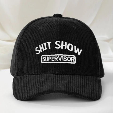 Cappello Da Baseball In Velluto A Coste Ricamato Shit Show Supervisor Regolabile Retro Visiera Curva