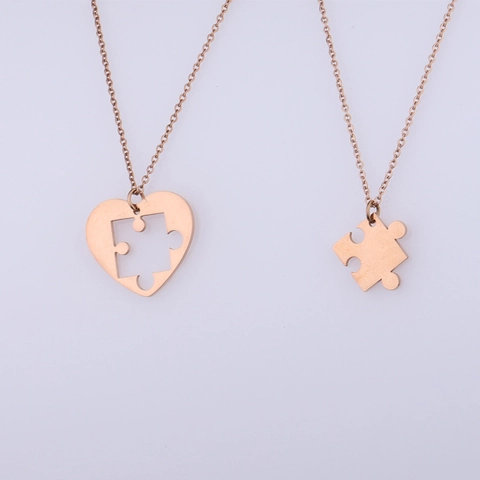 Collane Cuore Puzzle Acciaio Inossidabile 304 Placcato Oro 18K Per Coppie Amanti Ciondolo Geometrico Romantico Gioielli