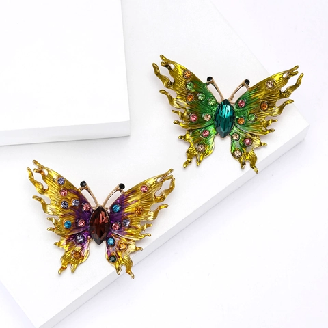 Spilla A Farfalla Lega Strass Smalto Colorato Vintage Elegante Spilla Da Balia Insetto Gioielli Regalo Donne
