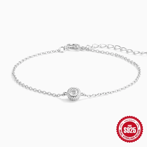 Minimalist 925 Sterling Silver Zirconia Chain Bracelet For Women Elegant Round Pendant Electroplated Fashion Jewelry Gift