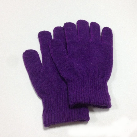 Winter Warm Knitted Full Finger Gloves Solid Color Acrylic Magic Gloves Ribbed Cuffs Elastic Mittens For Unisex