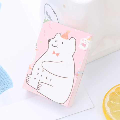 Blocco Note Orso Cartone Animato Carta Portatile Promemoria Messaggi Cancelleria Studenti Ufficio Scuola Forniture Regalo