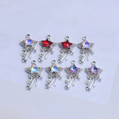 Star Meteor Charms Alloy Rhinestone Zircon Colorful Pendants For DIY Earring Phone Chain Making Jewelry Components