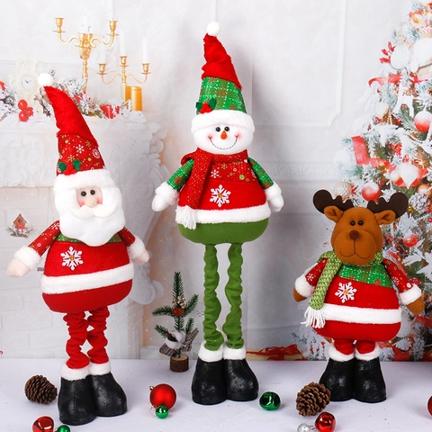 Bambola Di Natale Telescopica Peluche Tessuto Babbo Natale Pupazzo Di Neve Renna Statuina Decorazione Festa Casa