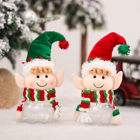 Frascos De Caramelos De Elfo De Navidad Adornos Colgantes Botellas De Almacenamiento De Felpa Plástico Para Regalo