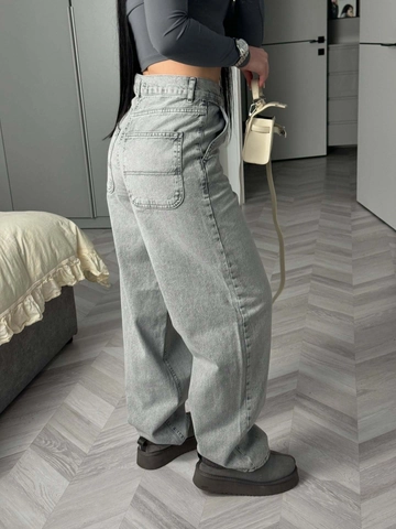 High Waist Wide Leg Jeans Gewaschen Vintage Grau Baumwolle Denim Ausgestellte Bodenlange Hose Für Frauen