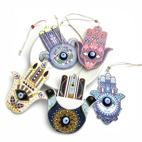 Mano Di Fatima Malocchio Ornamento Da Appendere In Legno Colorato Decorazione Murale Boemia Amuleto Nazar Stile Etnico