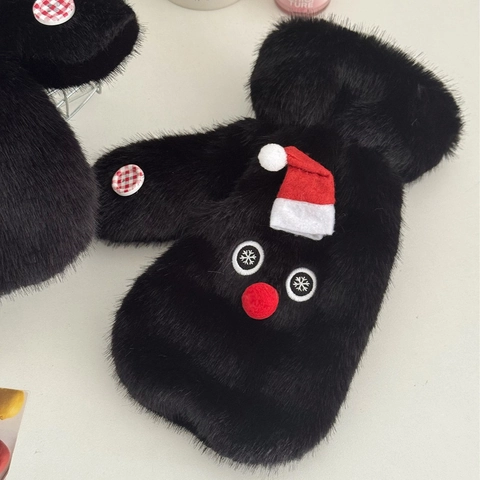Muffole In Peluche Pupazzo Di Neve Di Natale Inverno Caldo Spesse Pelliccia Sintetica Guanti Appesi Al Collo Regalo Cartoon