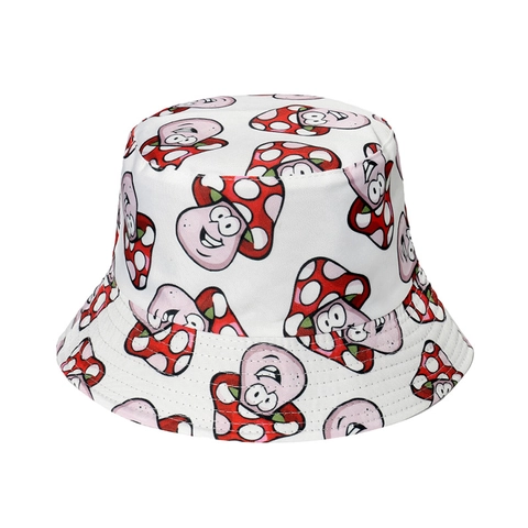 Chapeau Bob Dessin Animé Champignon Ananas Imprimé Polyester Pare-Soleil Extérieur Été Pour Femmes Étudiants
