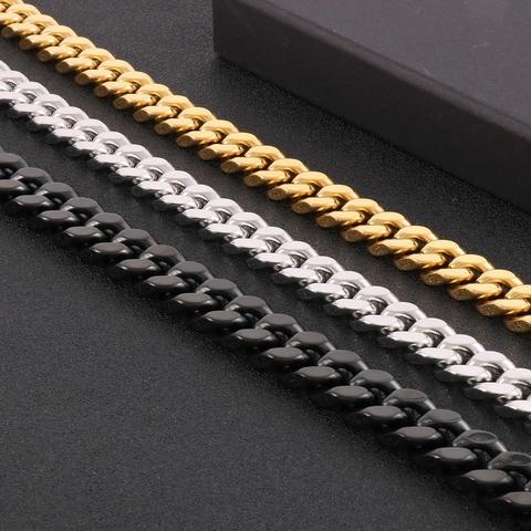 Bracciale Collana Catena Cubana Acciaio Inossidabile Hip Hop Street Fashion Punk Gioielli Per Uomo