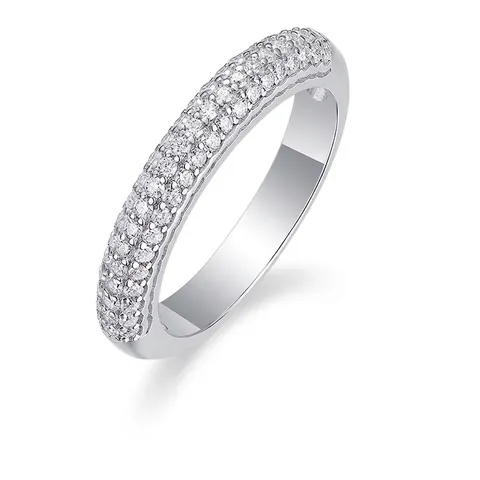 925 Sterling Silver Triple Row Moissanite Eternity Ring For Women Pave Moissanite Wedding Anniversary Band Jewelry Gift