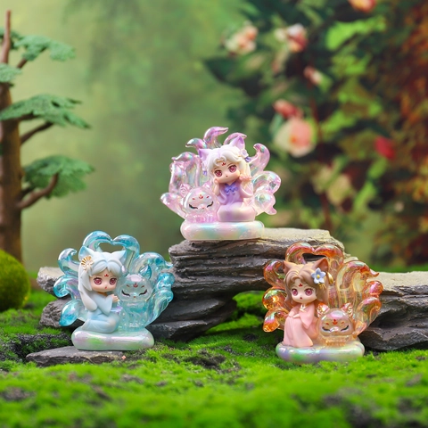 Mythische Neunschwänzige Fuchs Kitsune Figur Blind Box Spielzeug Harz Statue Chinesischer Stil Schreibtisch Deko