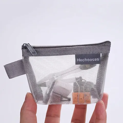 Mini Portamonete In Rete Triangolare Nylon Trasparente Borsa Portaoggetti Con Cerniera Astuccio Chiavi Carte Viaggio