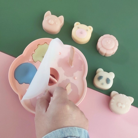 Silicone Mold For Baby Food Supplement Cartoon Animal Cat Paw Shape With Lid Food Grade DIY Baking Tool Heat Resistant